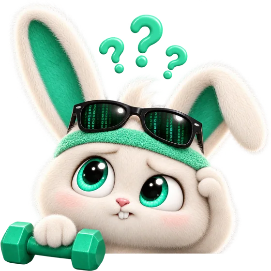 Mr Bunny, the MetaKizz mascot, in a gym with no idea what to train