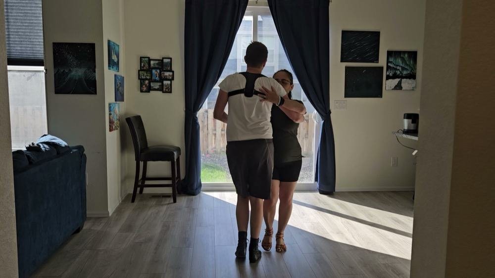Tere practising at home with a partner, June 2024
